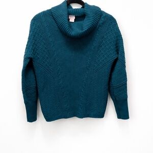 Chico's Deep Teal Cowl Neck Knit Sweater Size 00
